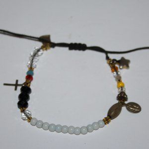 Beautiful beaded bracelet with Mary and Cross adjustable